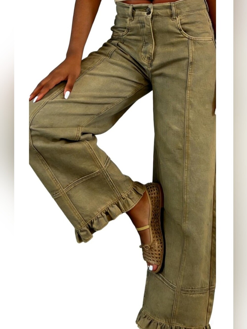 NWT Olive Barrel Leg Pants | Size XL | New Release | Just Arrived - Picture 2 of 5
